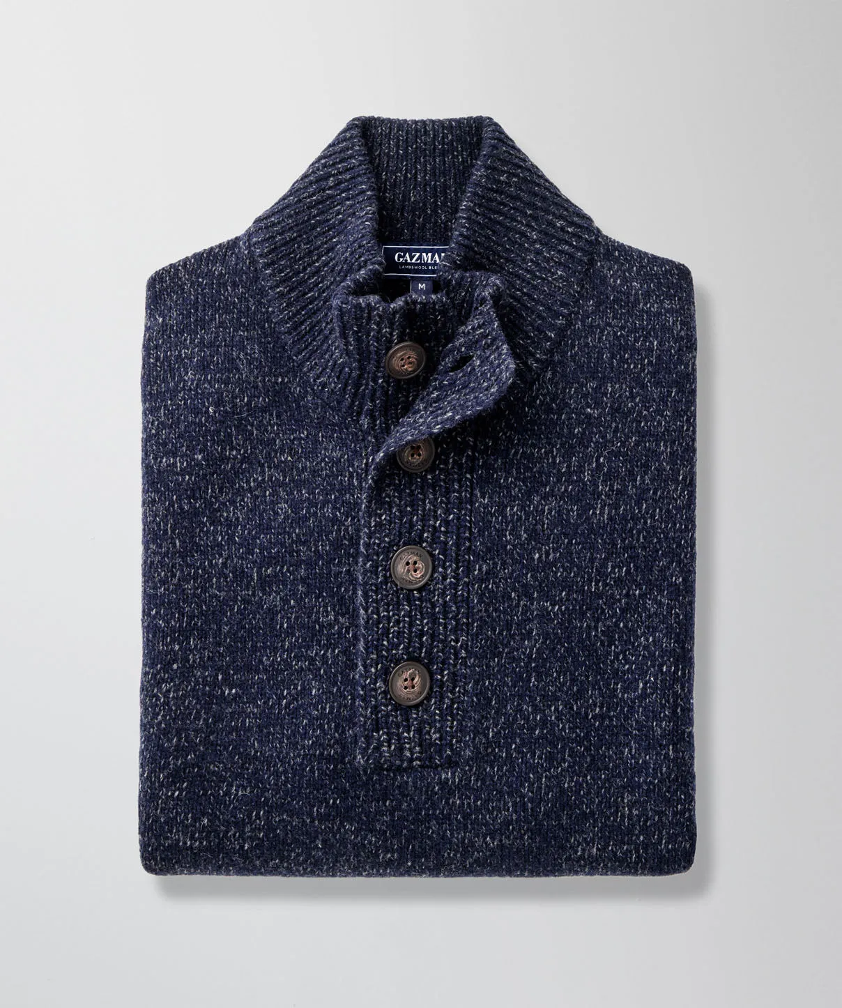 Wool Blend Button Neck Knit - Navy sold by GAZMAN product image thumbnail 3