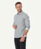 Brushed Twill Leaf Print Long Sleeve Shirt - Grey sold by GAZMAN