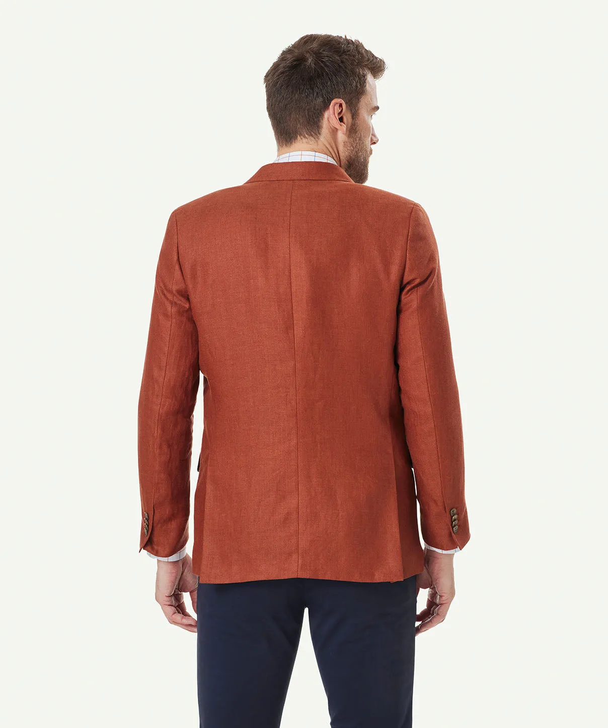 Pure Linen Herringbone Sports Jacket - Terracotta sold by GAZMAN product image thumbnail 3