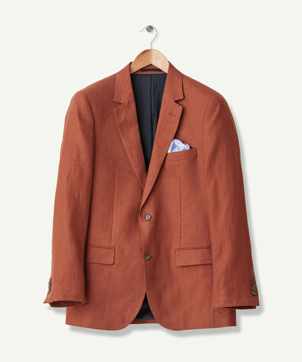 Pure Linen Herringbone Sports Jacket - Terracotta sold by GAZMAN product image thumbnail 2