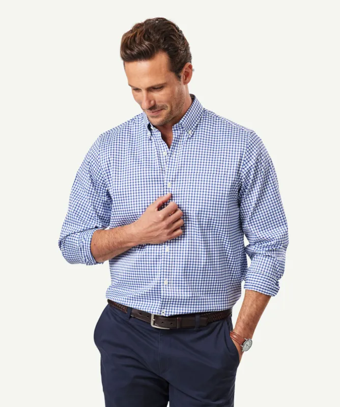 GAZFLEX Performance Check Long Sleeve Shirt - Navy sold by GAZMAN