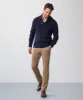 Shawl Neck Rib Knit - Navy sold by GAZMAN