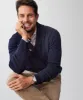 Shawl Neck Rib Knit - Navy sold by GAZMAN