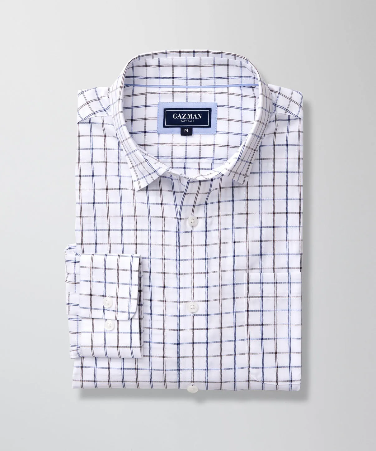 Easy Care Twill Check Long Sleeve Shirt - White sold by GAZMAN product image thumbnail 3