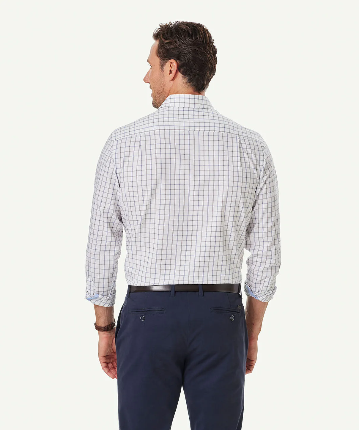 Easy Care Twill Check Long Sleeve Shirt - White sold by GAZMAN product image thumbnail 5