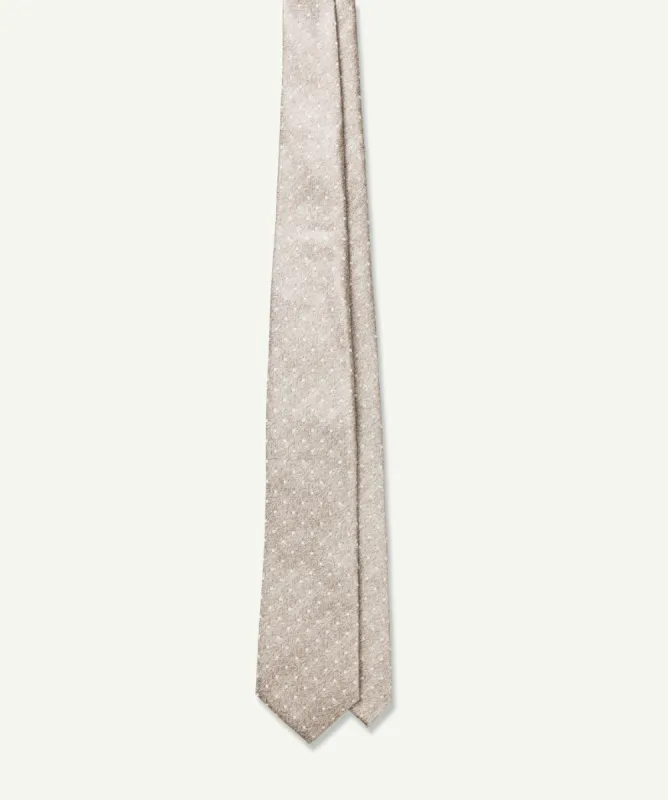 Silk Chevron Dot Tie - Beige sold by GAZMAN