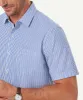 Casual Seersucker Stripe Short Sleeve Shirt - Blue sold by GAZMAN