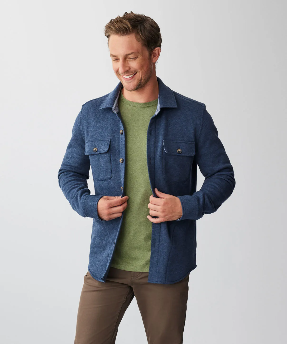 Comfort Shacket - Navy Melange sold by GAZMAN