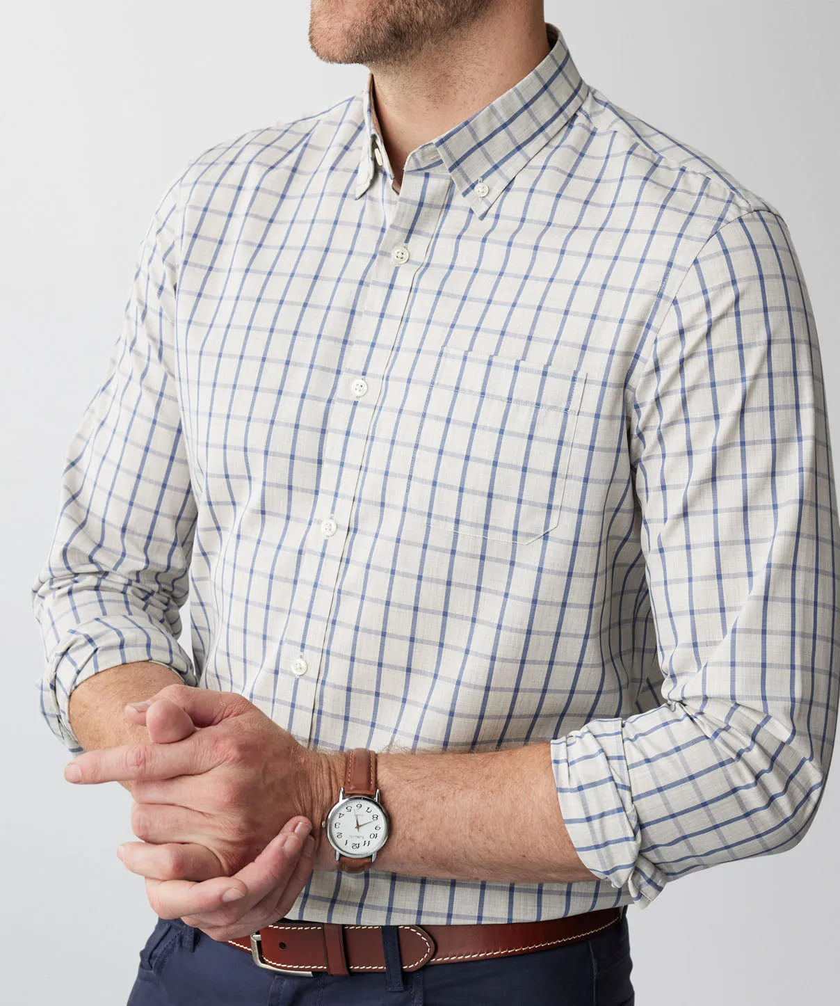 Tailored Easy Care Check Long Sleeve Shirt - Grey Melange sold by GAZMAN product image thumbnail 4