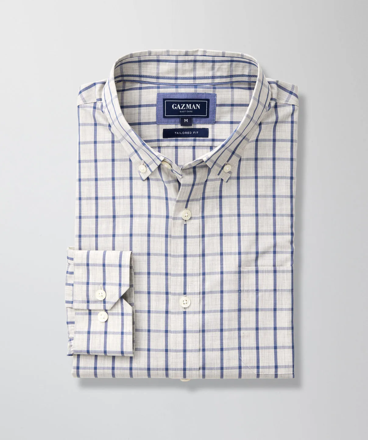 Tailored Easy Care Check Long Sleeve Shirt - Grey Melange sold by GAZMAN product image thumbnail 2