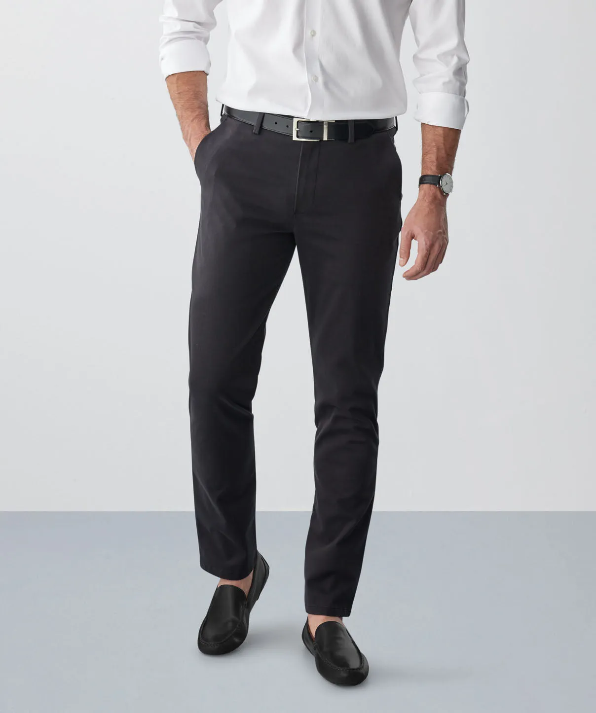 Non-Iron Modern Chino Pants - Black sold by GAZMAN