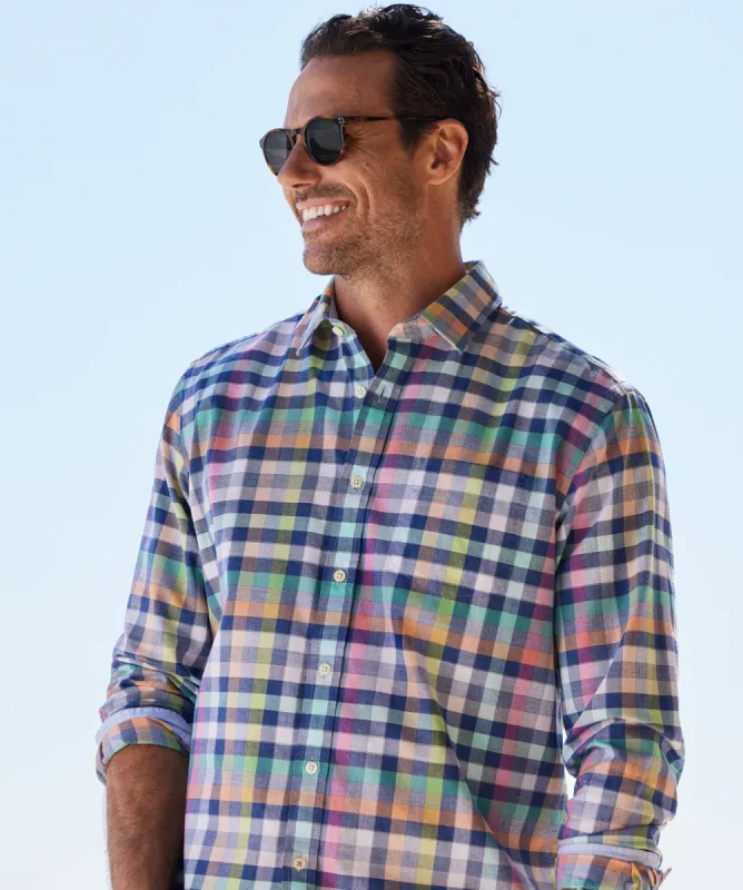 Casual Slub Multi Check Long Sleeve Shirt - Multi Check sold by GAZMAN