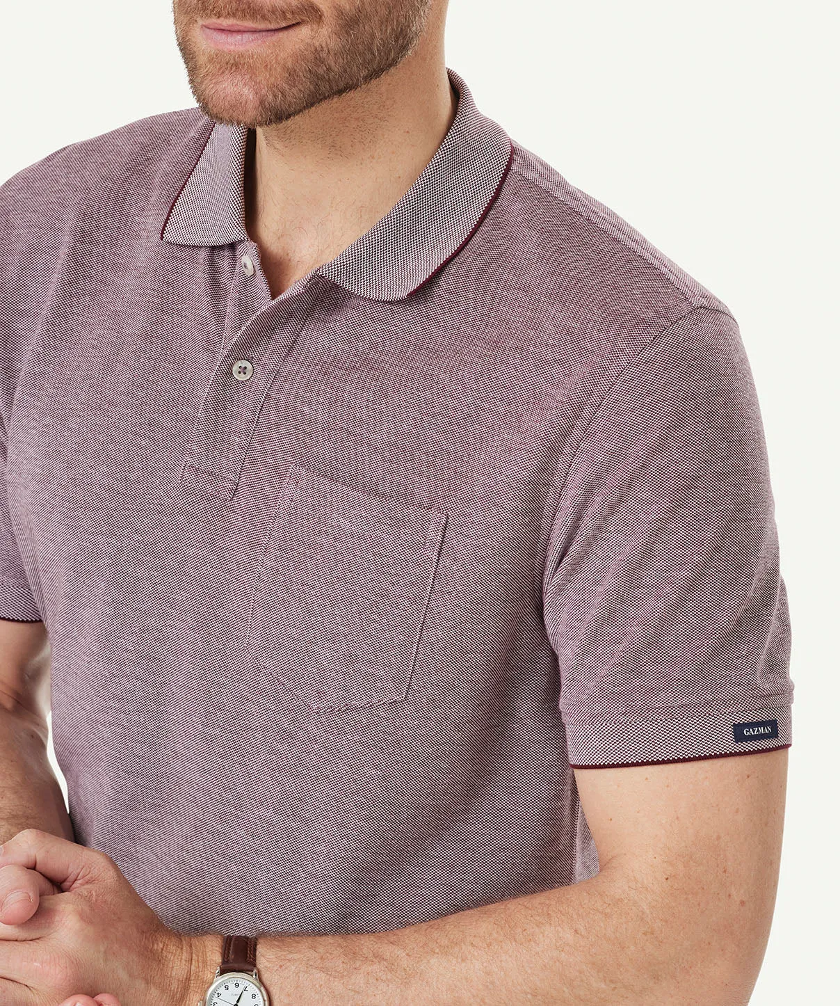 Oxford Pocket Polo Shirt - Burgundy sold by GAZMAN product image thumbnail 4