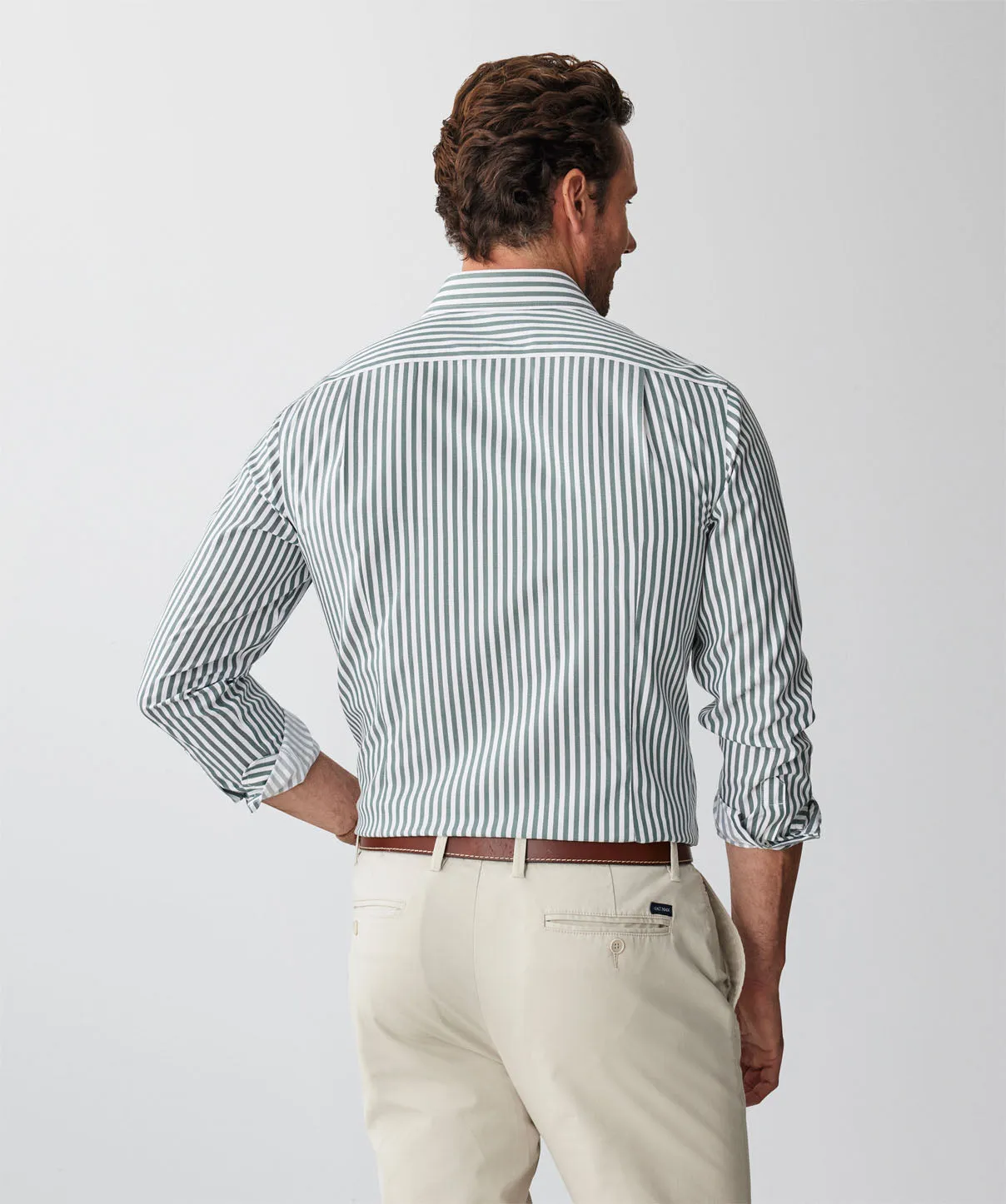 Tailored Non-Iron Twill Stripe Long Sleeve Shirt - Forest sold by GAZMAN product image thumbnail 3