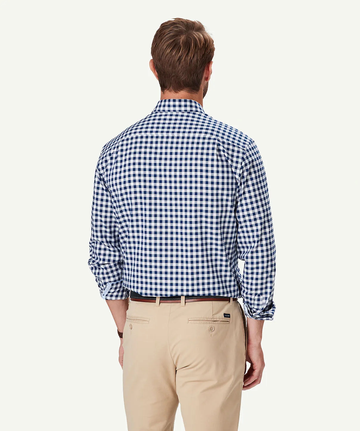 Easy Care Oxford Gingham Long Sleeve Shirt - Navy sold by GAZMAN product image thumbnail 3