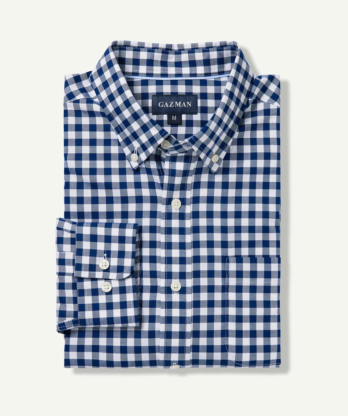 Easy Care Oxford Gingham Long Sleeve Shirt - Navy sold by GAZMAN product image thumbnail 2