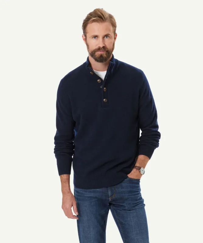 Wool Blend Half Zip - Navy sold by GAZMAN