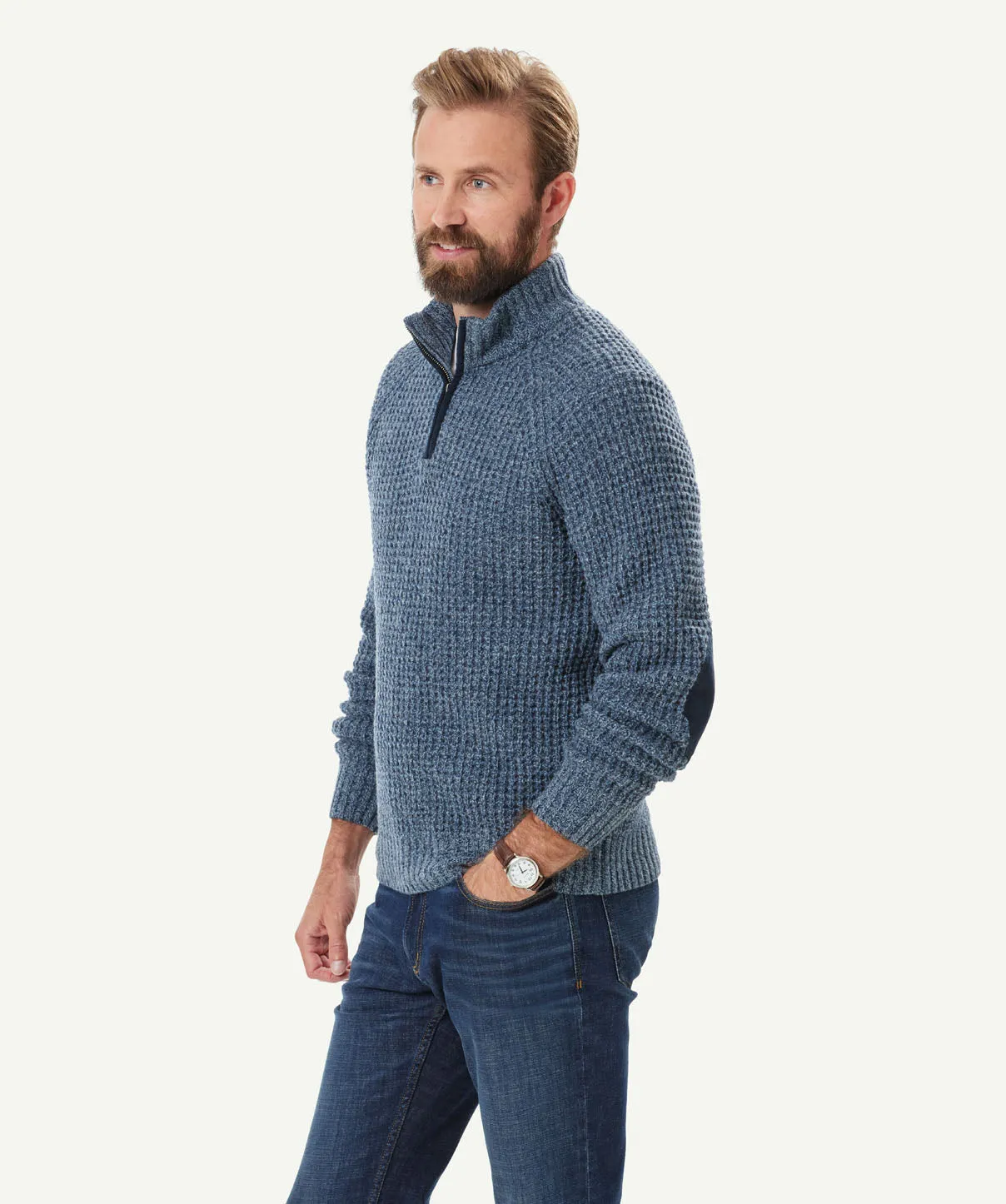 Tuck Wool Blend Half Zip Knit - Ink sold by GAZMAN product image thumbnail 5