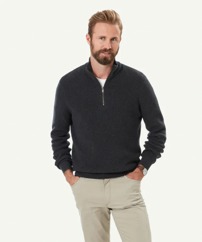 Waffle Half Zip Knit - Charcoal sold by GAZMAN