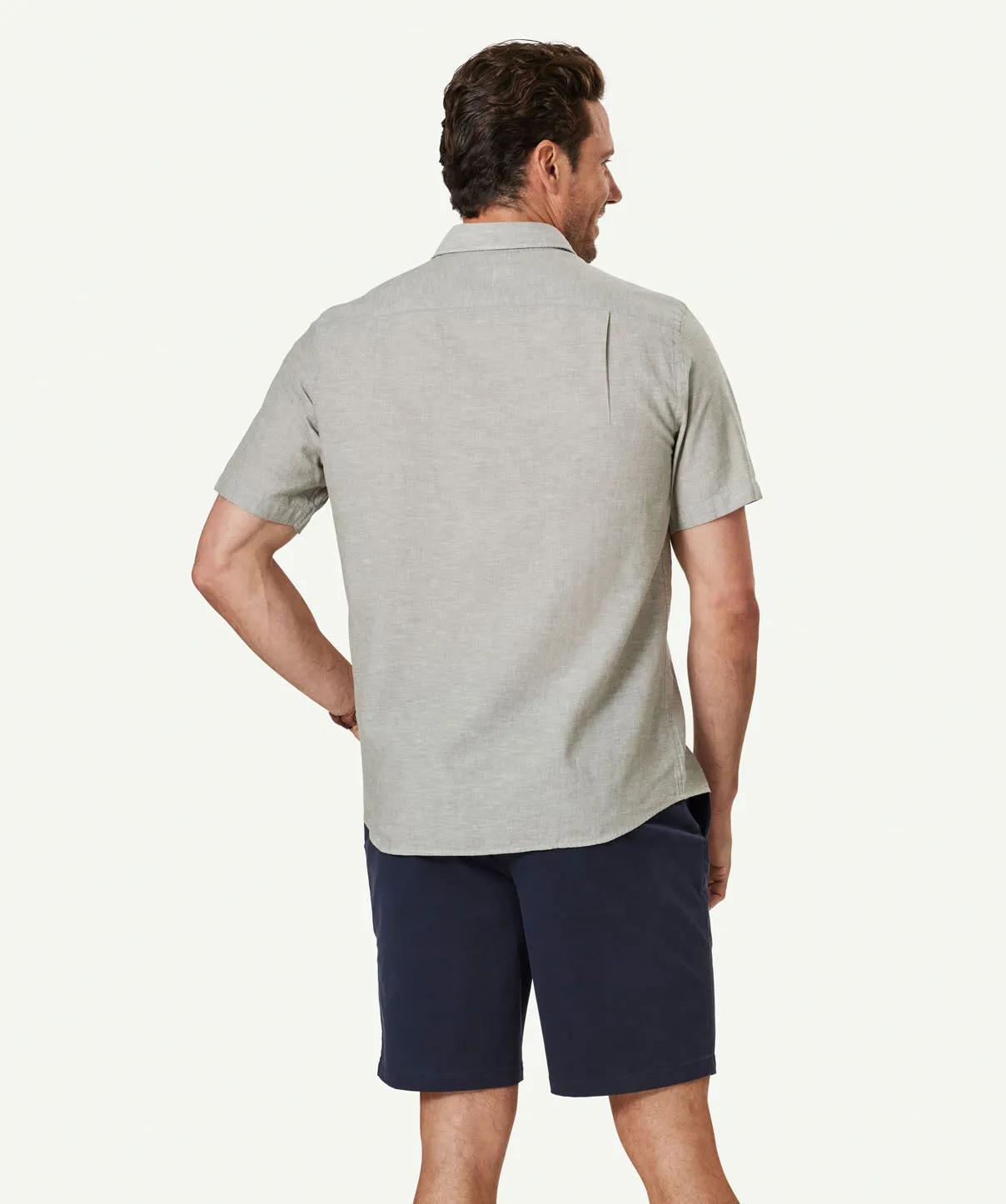 Linen Blend Plain Short Sleeve Shirt - Khaki sold by GAZMAN product image thumbnail 3