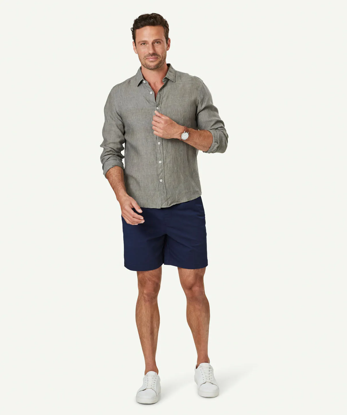 Tailored Pure French Linen Long Sleeve Shirt - Khaki sold by GAZMAN product image thumbnail 5