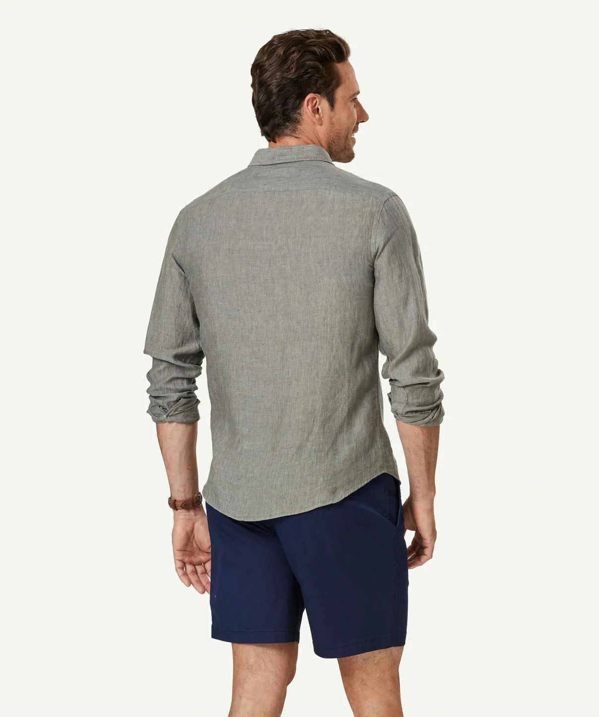 Tailored Pure French Linen Long Sleeve Shirt - Khaki sold by GAZMAN product image thumbnail 3