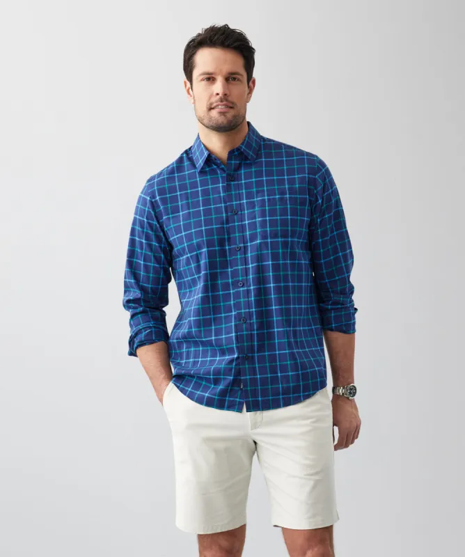 Easy Care Multi Check Long Sleeve Shirt - Blue sold by GAZMAN