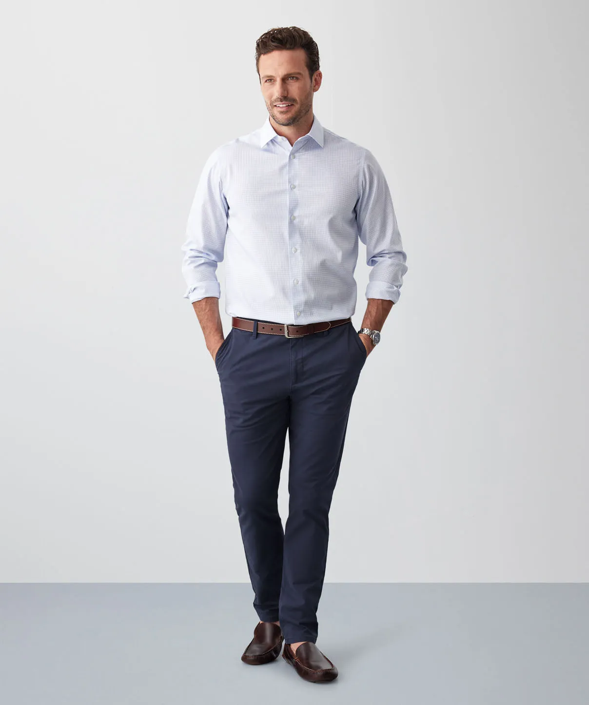 Non-Iron Check Long Sleeve Shirt - Blue sold by GAZMAN product image thumbnail 4