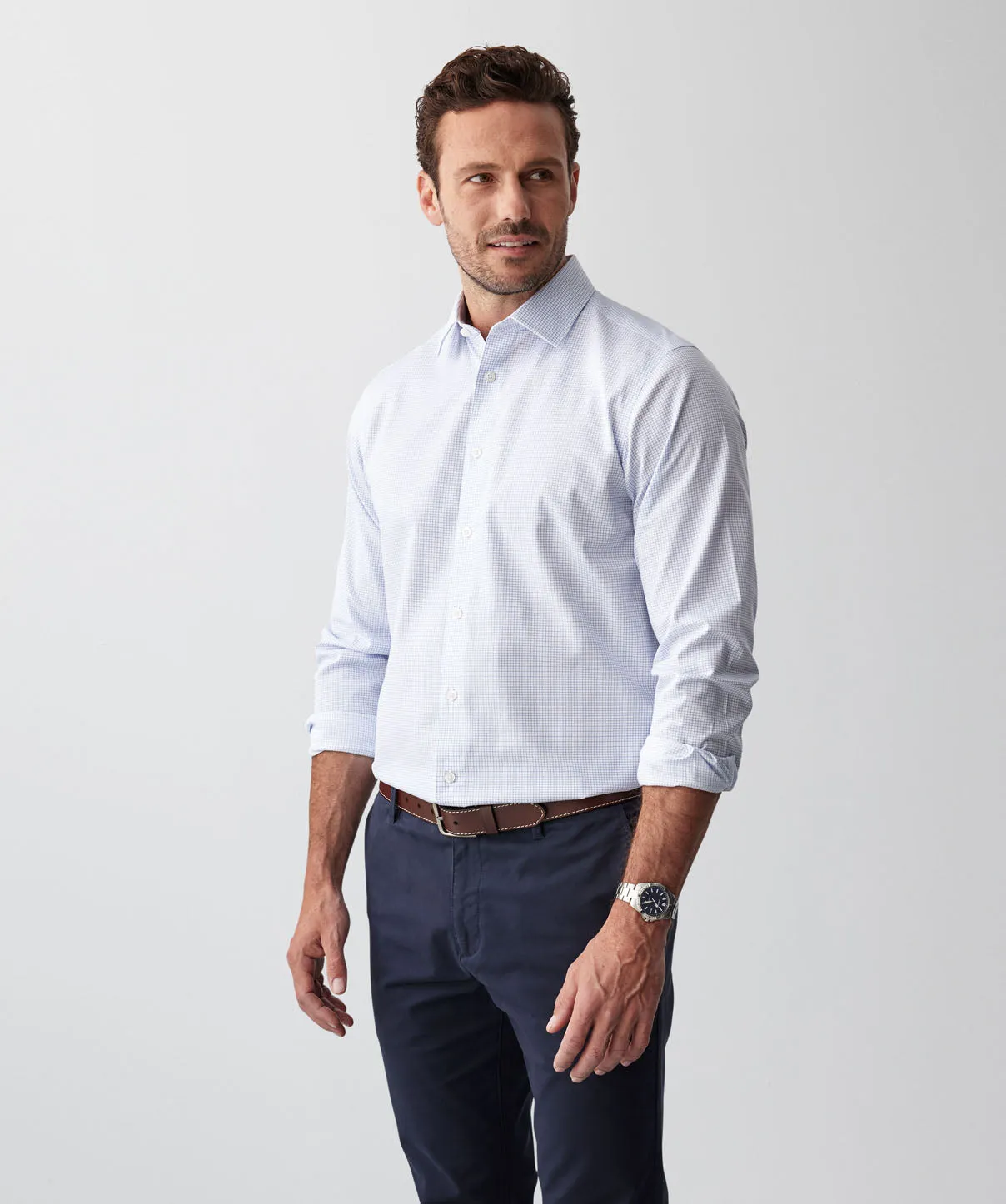 Non-Iron Check Long Sleeve Shirt - Blue sold by GAZMAN product image thumbnail 5