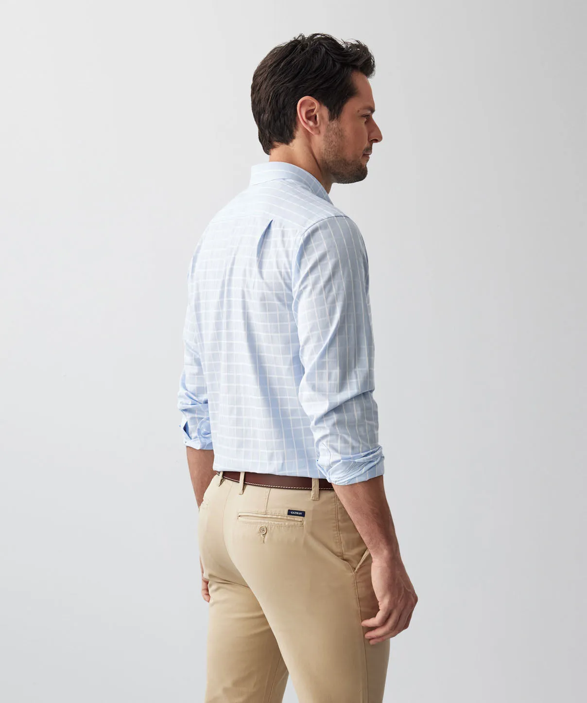 Easy Care Textured Check Long Sleeve Shirt - Sky Blue sold by GAZMAN product image thumbnail 3