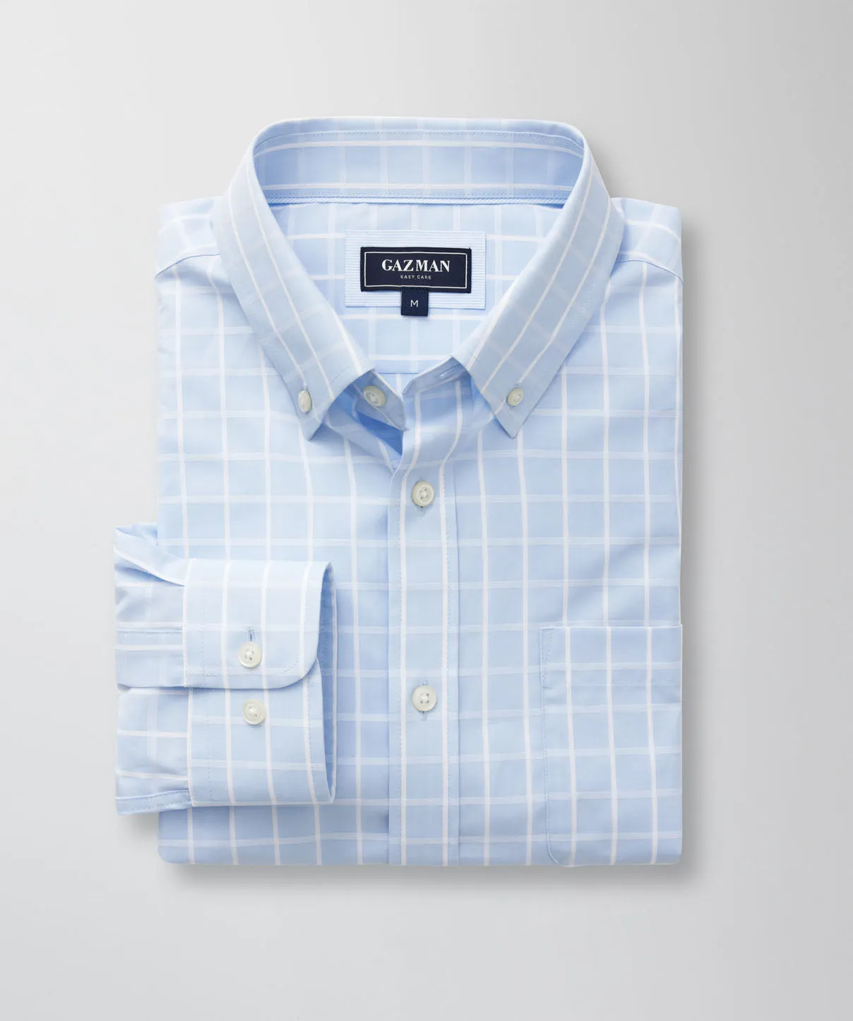 Easy Care Textured Check Long Sleeve Shirt - Sky Blue sold by GAZMAN product image thumbnail 2