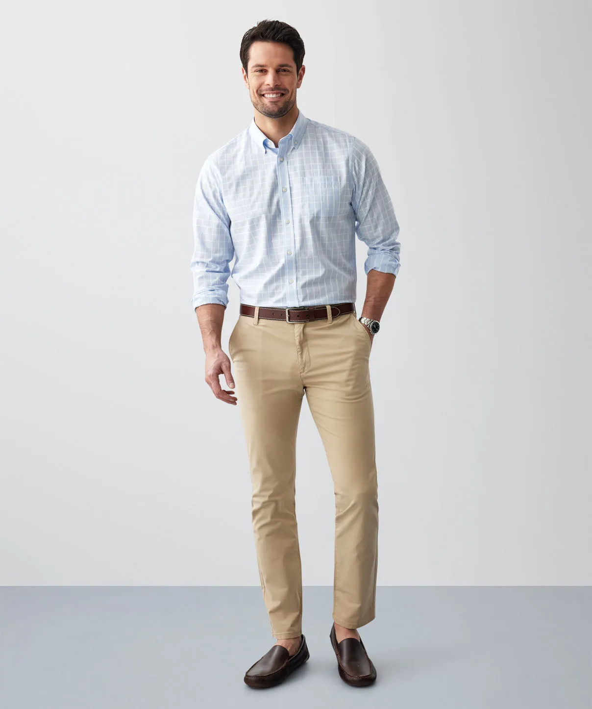 Easy Care Textured Check Long Sleeve Shirt - Sky Blue sold by GAZMAN product image thumbnail 5