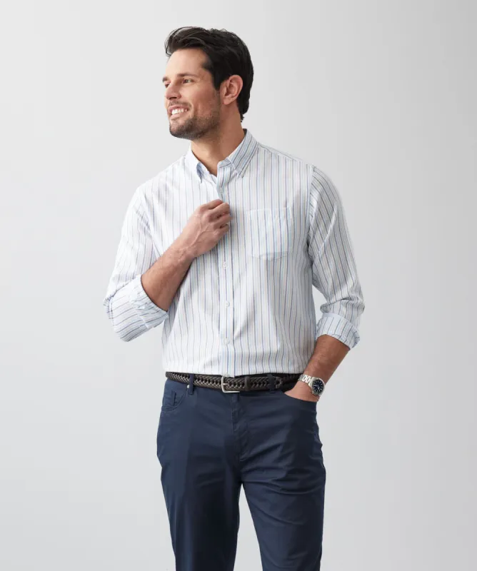 Easy Care Textured Stripe Long Sleeve Shirt - Sky Blue sold by GAZMAN