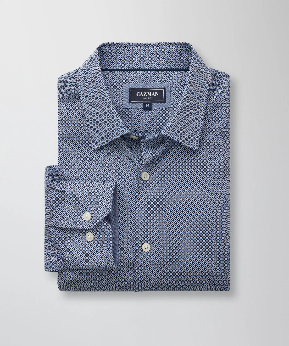 Easy Care Geo Print Long Sleeve Shirt - Navy sold by GAZMAN product image thumbnail 2