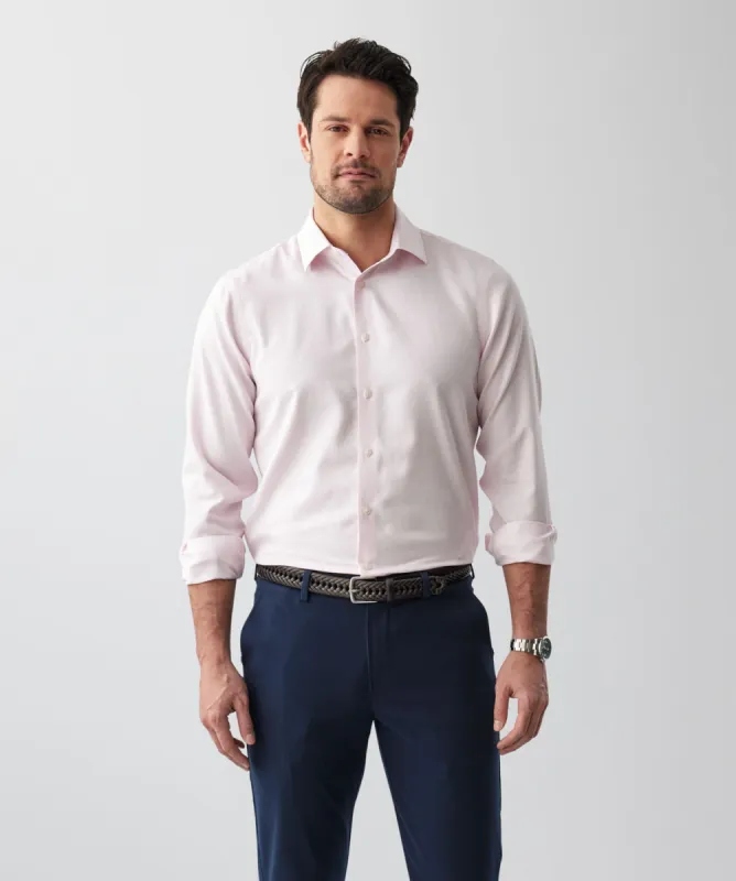 Tailored Non-Iron Dobby Long Sleeve Shirt - Pale Pink sold by GAZMAN