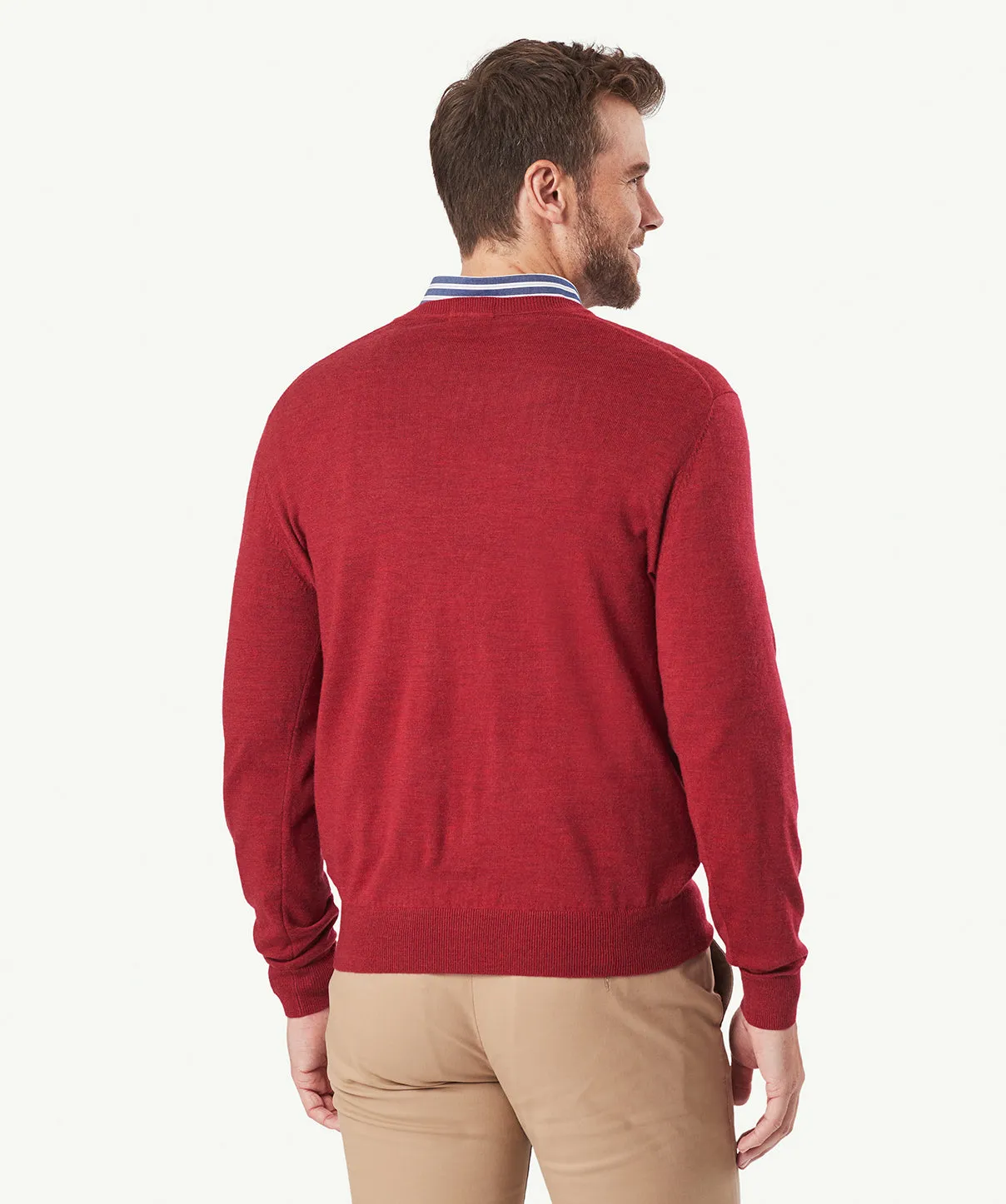 Merino V Neck Knit - Brick sold by GAZMAN product image thumbnail 3