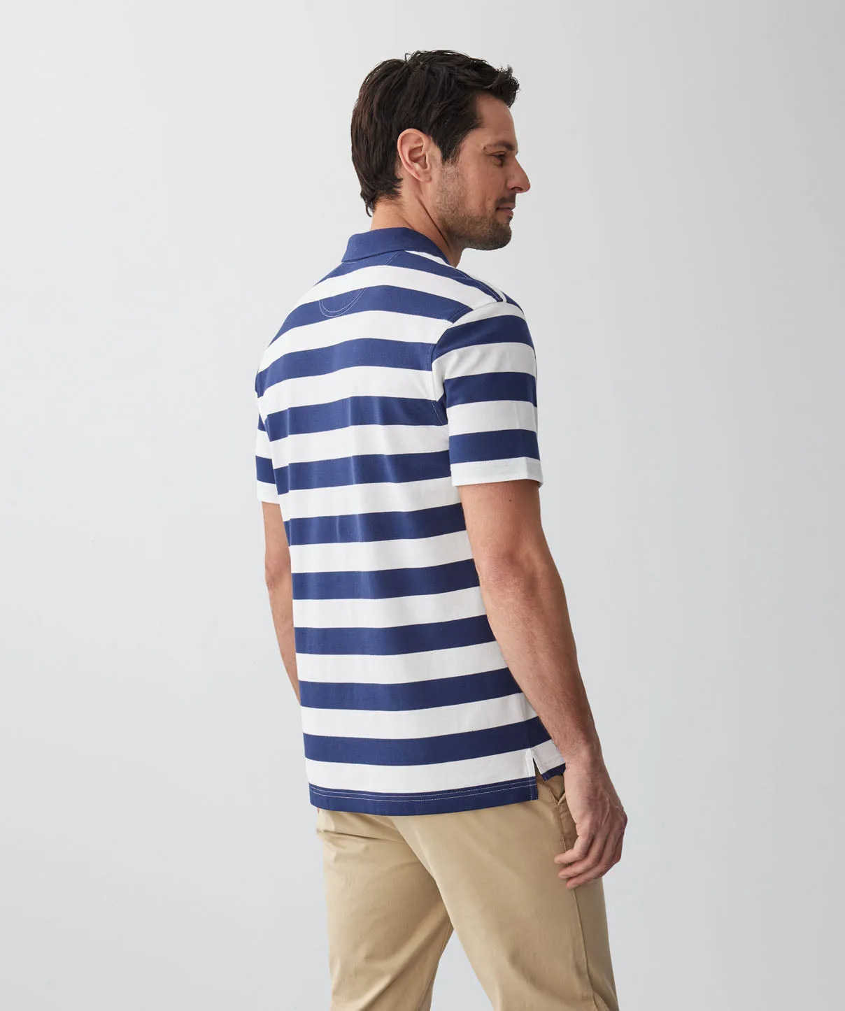 Block Stripe Pique Polo - Navy sold by GAZMAN product image thumbnail 3
