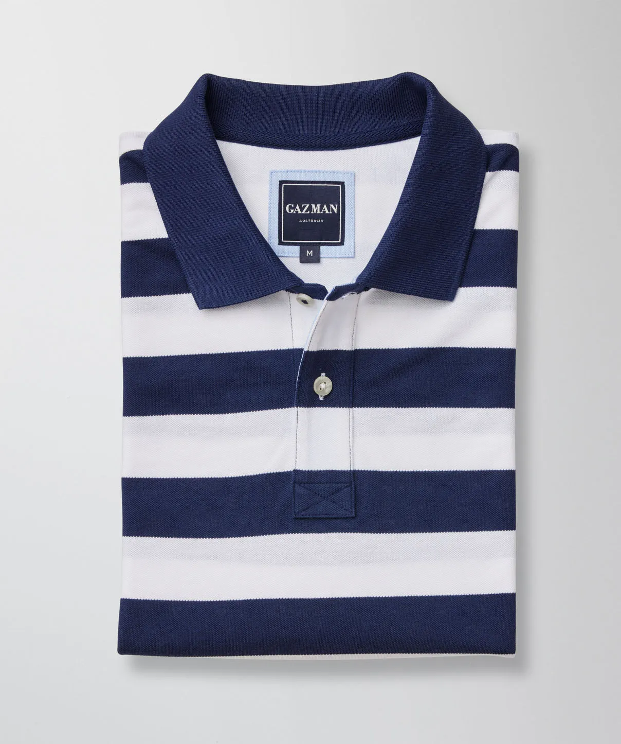 Block Stripe Pique Polo - Navy sold by GAZMAN product image thumbnail 2