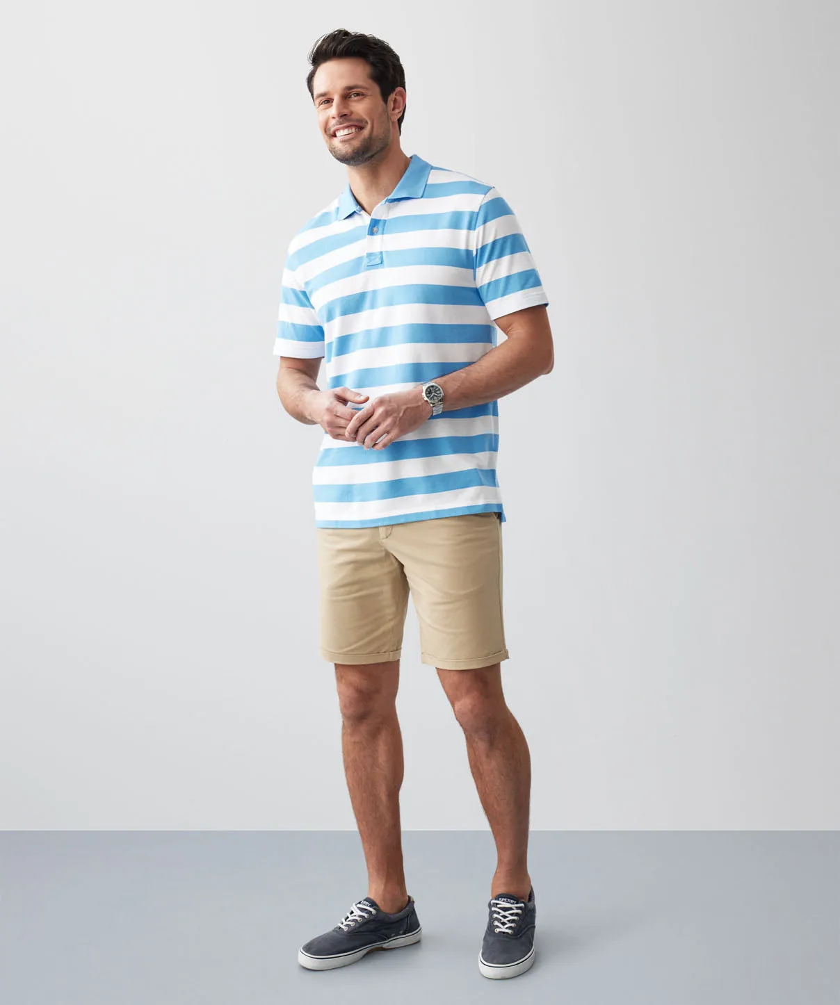 Block Stripe Pique Polo - Blue sold by GAZMAN product image thumbnail 5