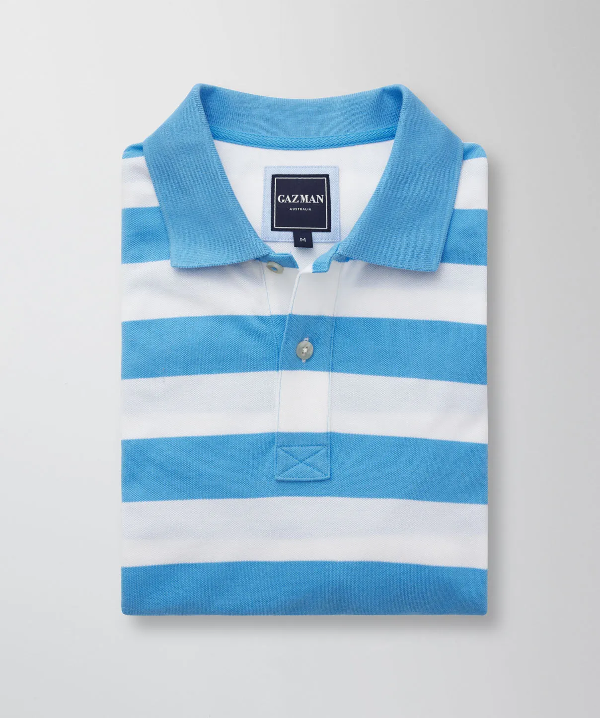 Block Stripe Pique Polo - Blue sold by GAZMAN product image thumbnail 2
