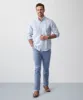 Casual Linen Blend Stripe Long Sleeve Shirt - Blue sold by GAZMAN