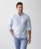 Casual Linen Blend Stripe Long Sleeve Shirt - Blue sold by GAZMAN