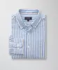 Casual Linen Blend Stripe Long Sleeve Shirt - Blue sold by GAZMAN