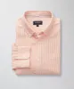 Casual Linen Blend Fine Stripe Long Sleeve Shirt - Orange sold by GAZMAN