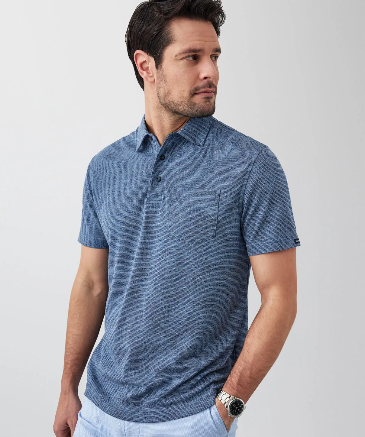 Fern Print Polo - Denim sold by GAZMAN product image thumbnail 3