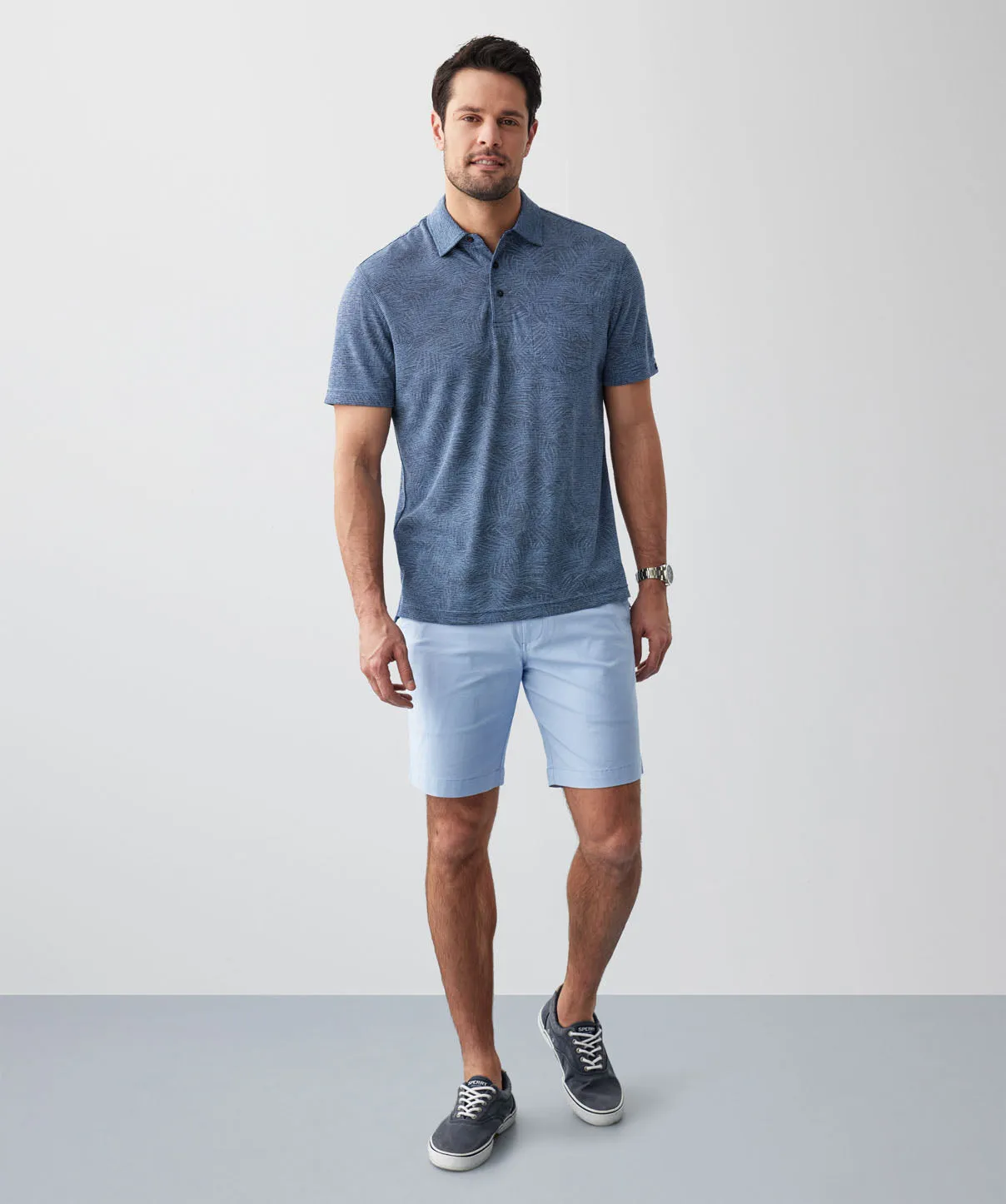 Fern Print Polo - Denim sold by GAZMAN product image thumbnail 5