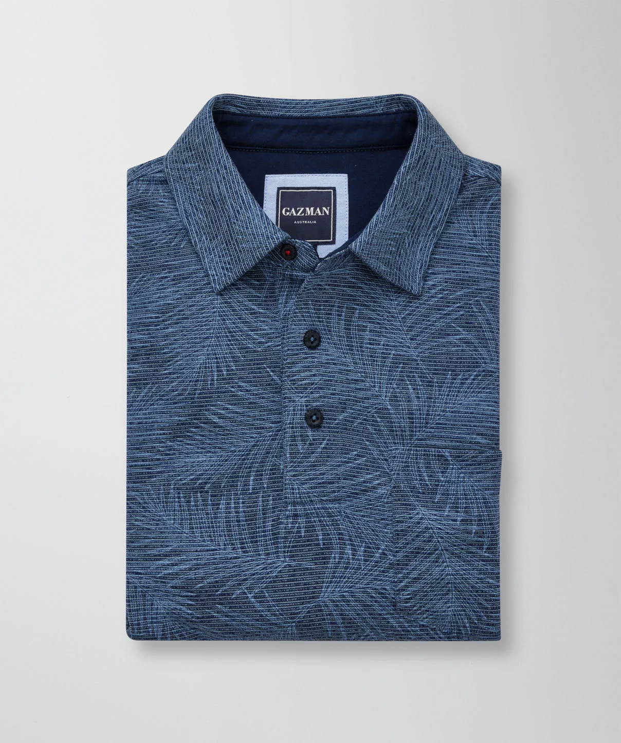Fern Print Polo - Denim sold by GAZMAN product image thumbnail 2