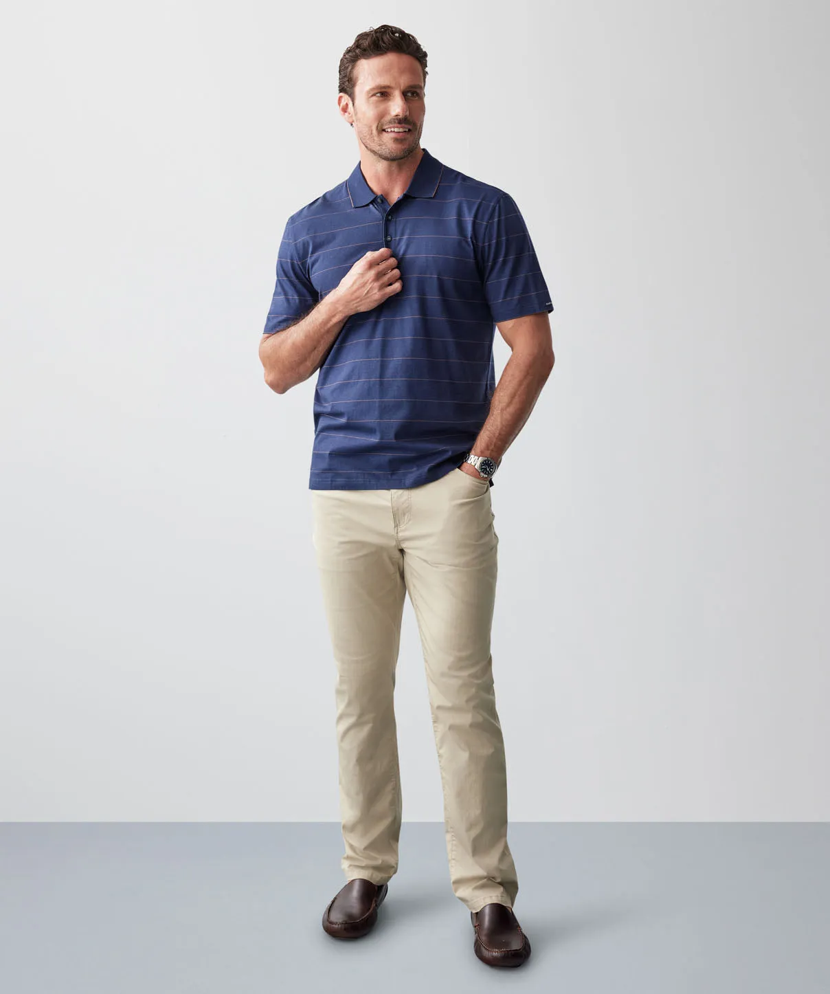 Smart Stripe Polo - Navy sold by GAZMAN product image thumbnail 5
