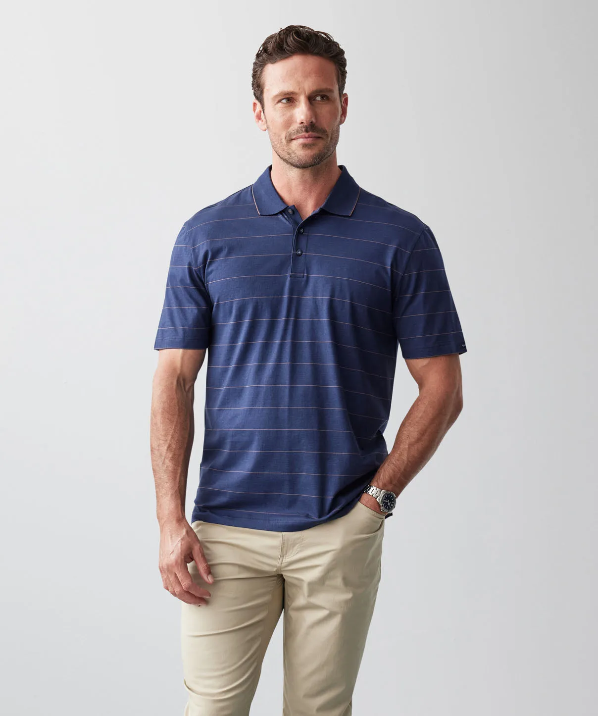 Smart Stripe Polo - Navy sold by GAZMAN
