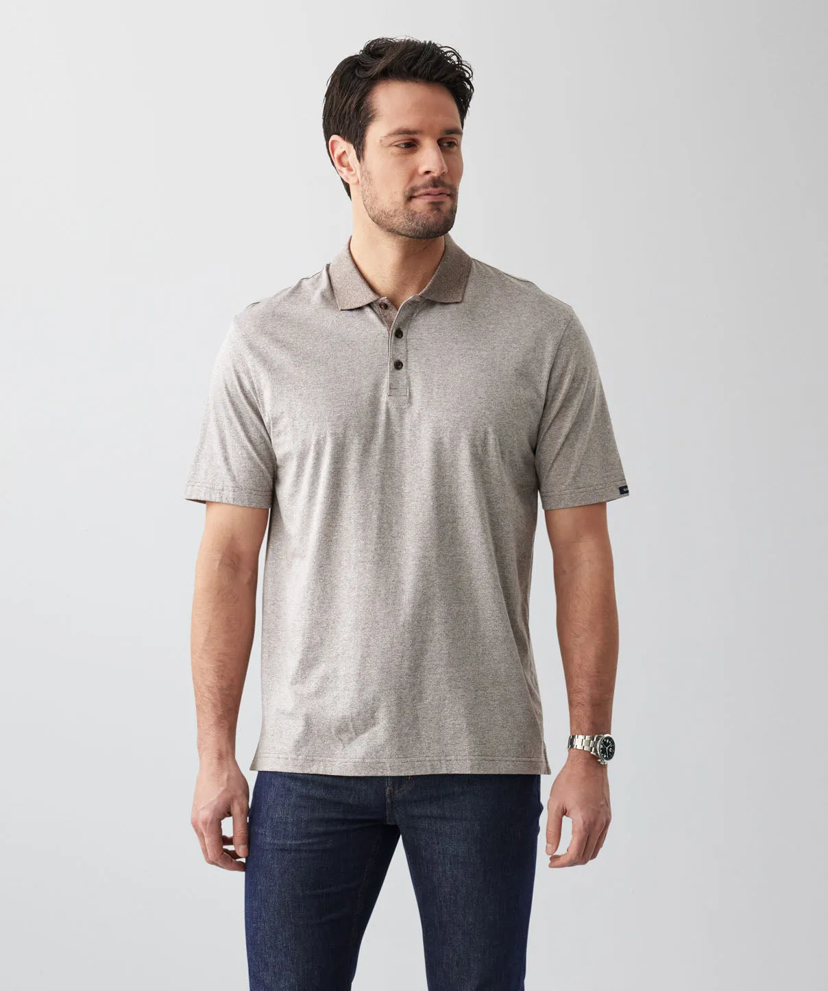 Smart Heather Polo - Taupe sold by GAZMAN